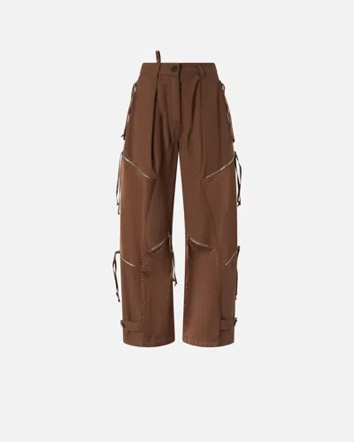 PINKO GABARDINE AND SATIN P-PANTS TROUSERS WITH ZIP