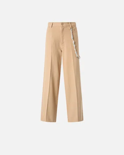 PINKO LOOSE WIDE-LEG TROUSERS WITH JEWEL CHAIN