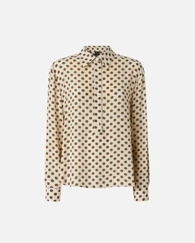 PINKO POLKA-DOT POLO WITH LONG SLEEVES IN CREPE