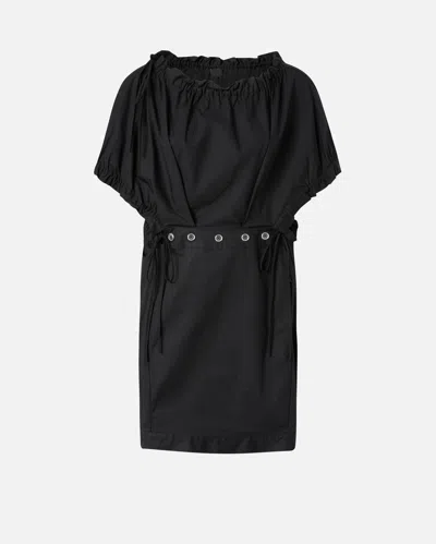 PINKO ROBE COURTE FRONCÉE EN POPELINE AVEC BOUTONS