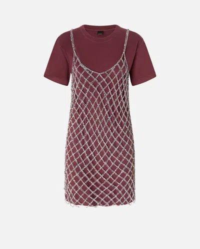 PINKO MINI T-SHIRT DRESS WITH SEQUINNED SLIP