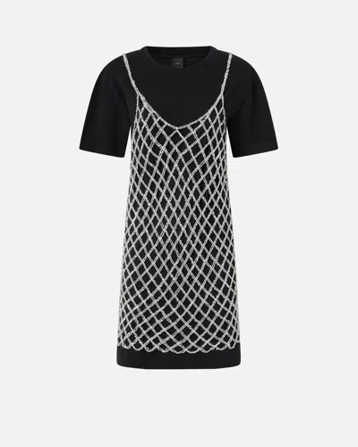 PINKO ROBE T-SHIRT COURTE AVEC COMBINETTE À PAILLETTES