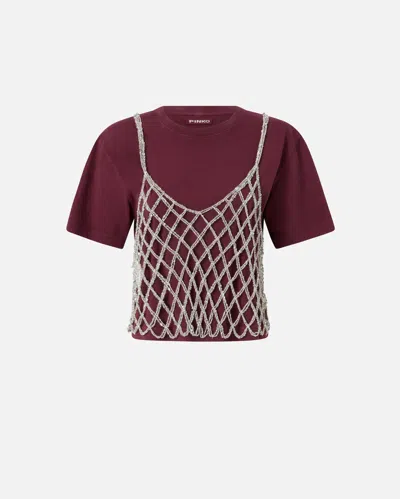 PINKO T-SHIRT WITH MATCHING MINI-SEQUIN TOP