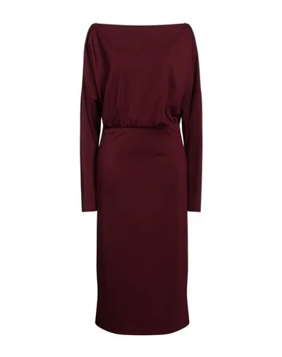 PINKO PINKO WOMAN MIDI DRESS BURGUNDY SIZE 6 VISCOSE, POLYAMIDE, ELASTANE