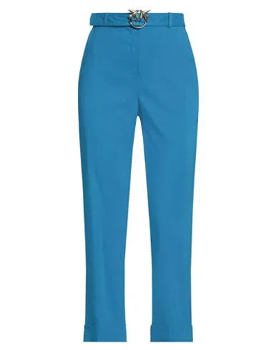 PINKO PINKO WOMAN PANTS AZURE SIZE 2 LINEN, VISCOSE, ELASTANE