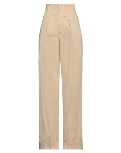 PINKO PINKO DENIM WOMAN PANTS SAND SIZE 8 COTTON, ELASTANE