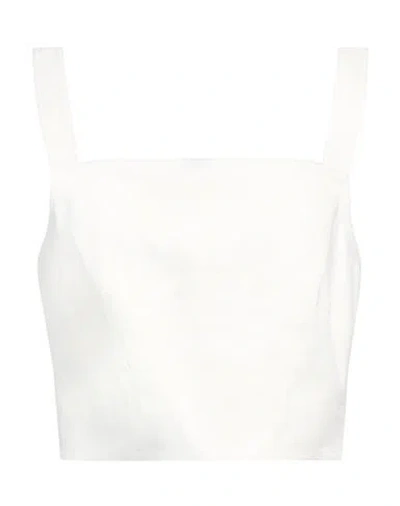 PINKO PINKO WOMAN TOP WHITE SIZE 8 LINEN, VISCOSE, ELASTANE