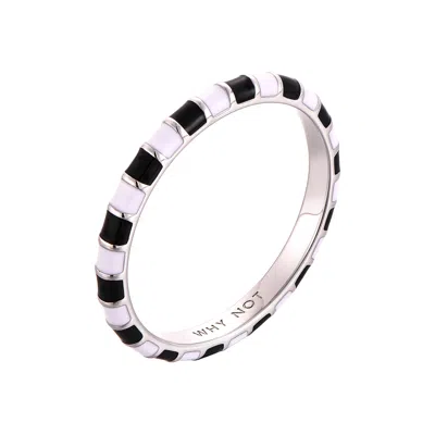 PINNOLE WOMEN'S BLACK / WHITE BLACK & WHITE THIN RING