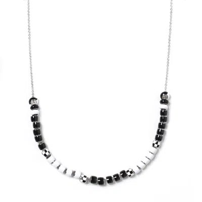 PINNOLE WOMEN'S BLACK / WHITE SHOOTING STARS NECKLACE