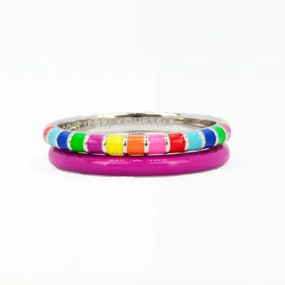 PINNOLE WOMEN'S PURPLE RAINBOW RING STACK
