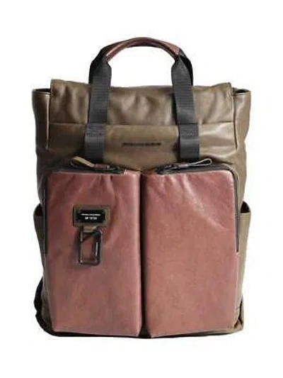PIQUADRO RUCKSACK PIQUADRO HARPER MIT DOPPELT GRIFF AUS LEDER GRÜN / DUNKELBRAUN ND S