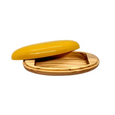 PISANI ET AL WOOD & LACQUER TRINKET BOX IN MUSTARD