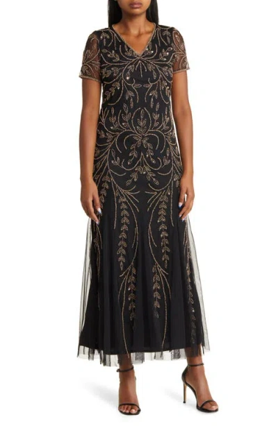 PISARRO NIGHTS PISARRO NIGHTS BEADED MESH GOWN