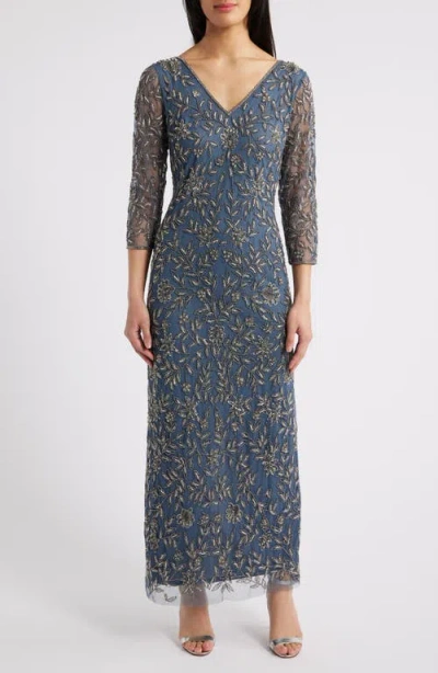 PISARRO NIGHTS PISARRO NIGHTS FLORAL BEADED SHEATH GOWN