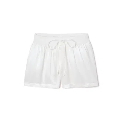 PJ HARLOW MIKEL SATIN BOXER SHORT WITH DRAW STRING IN PEARL