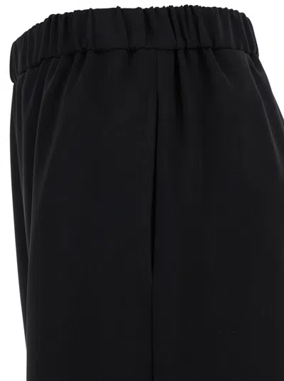 PLAIN BLACK RELAXED PANTS WITH ELASTIC WAISTBAND IN FABRIC WOMAN