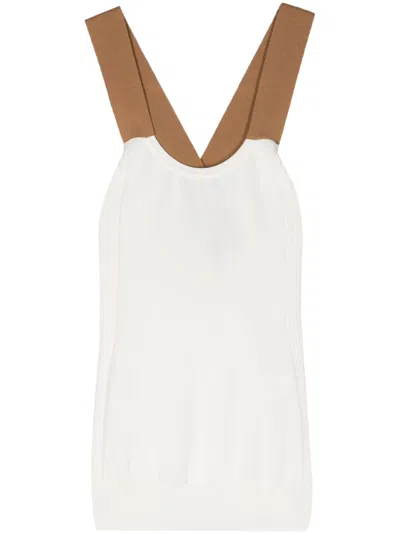 PLAN C CROSSOVER-STRAPS FINE-KNIT TOP