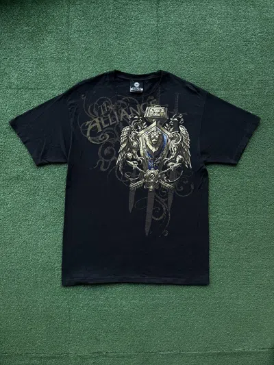 PLAYSTATION X THE GAME VINTAGE 00S WORLD OF WARCRAFT THE ALLIANCE BLIZZARD GAME TEE