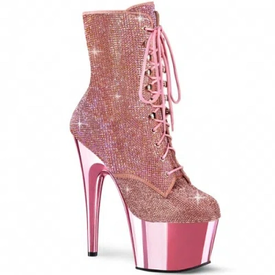 PLEASER ADORE-1020CHRS PLATEAU STIEFEL - GLITZERSTEINE PINK | PLEASER