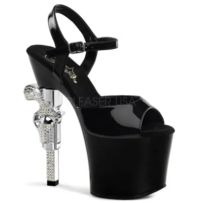 PLEASER PLEASER REVOLVER-709 PLATEAU SANDALETTE SCHWARZ LACK REVOLVER STRASS TABLEDANCE