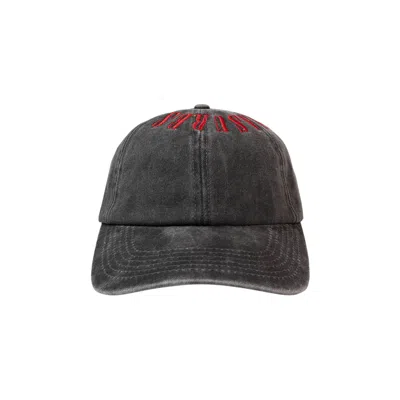 PLEASURES PLEASURES ONYX CROWN WASHED CAP 'BLACK/RED'