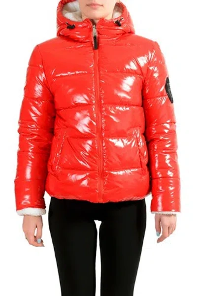 PLEIN SPORT PLEIN SPORT DAMEN ROT MIT KAPUZE WENDBAR LOGO AUFDRUCK REISSVERSCHLUSS PARKAJACKE