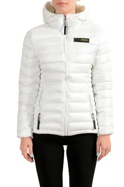 PLEIN SPORT PLEIN SPORT DAMEN WEISS MIT KAPUZE LOGO AUFDRUCK REISSVERSCHLUSS PARKAJACKE S M L