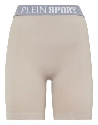 PLEIN SPORT RIB SEAMLESS BIKER SHORTS LOGO