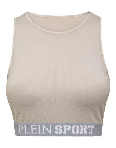 PLEIN SPORT RIB SEAMLESS TRAINING SPORT BRA LOGO