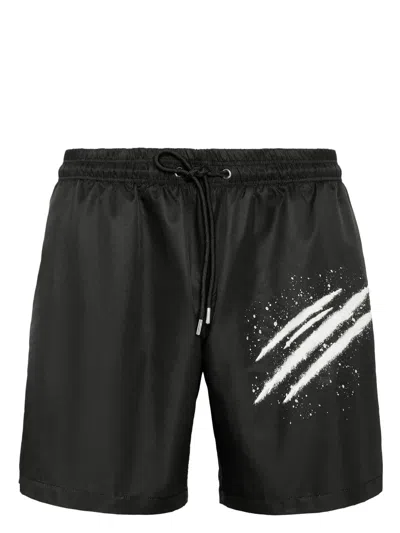 PLEIN SPORT SPRAY LOGO PRINT SWIM SHORTS