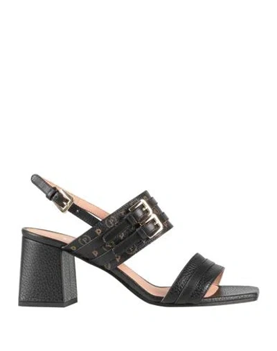 POLLINI POLLINI WOMAN SANDALS BLACK SIZE 8 CALFSKIN