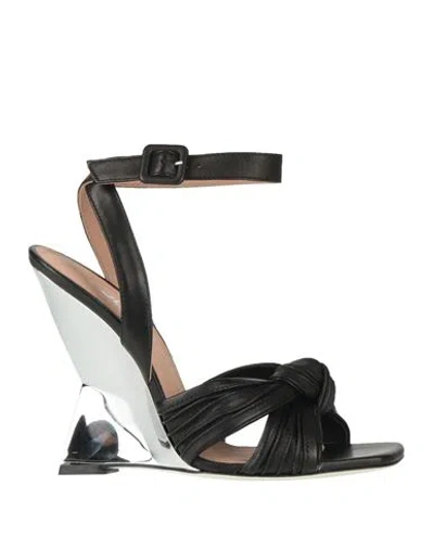 POLLINI POLLINI WOMAN SANDALS BLACK SIZE 7 LEATHER