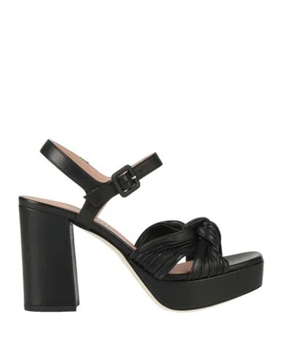 POLLINI POLLINI WOMAN SANDALS BLACK SIZE 8 LEATHER