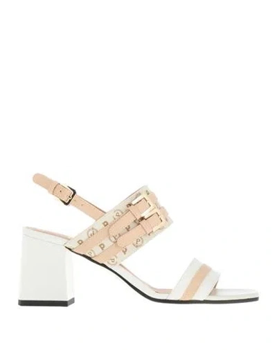 POLLINI POLLINI WOMAN SANDALS WHITE SIZE 8 CALFSKIN