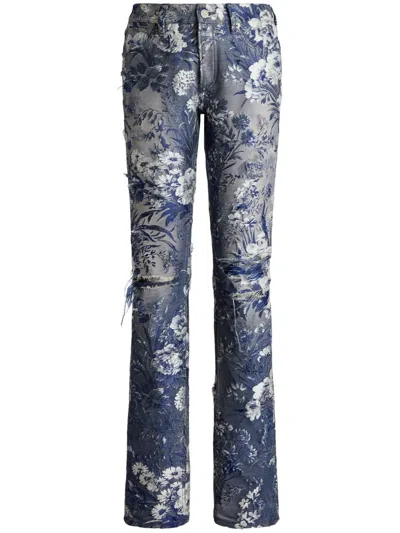 POLO RALPH LAUREN 160 DISTRESSED FLORAL-JACQUARD JEANS