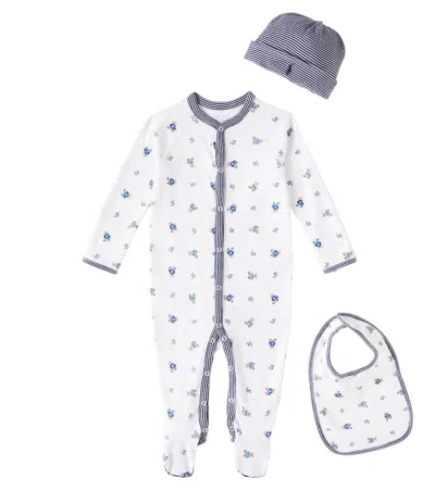 POLO RALPH LAUREN BABY COTTON ONESIE, BIB, AND BEANIE SET