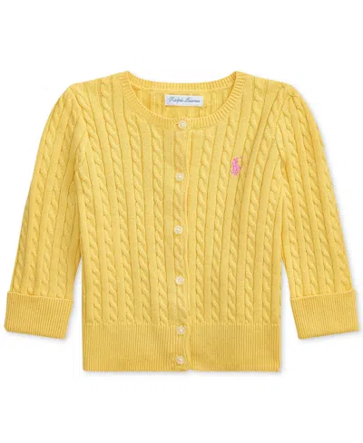 POLO RALPH LAUREN BABY GIRLS COTTON CABLE-KNIT CARDIGAN