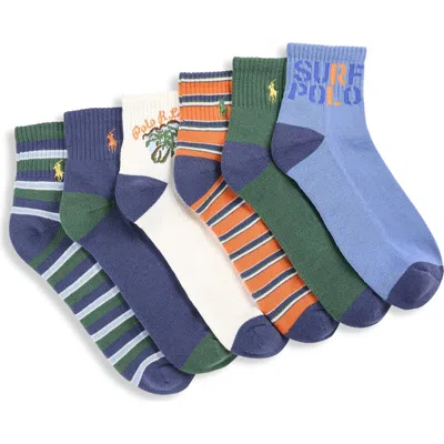 POLO RALPH LAUREN POLO RALPH LAUREN BIG & TALL 6-PK SURF QUARTER-TOP ATHLETIC SOCKS