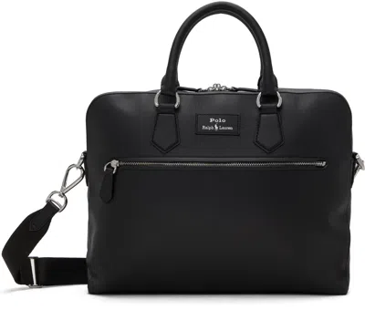POLO RALPH LAUREN BLACK SMOOTH LEATHER COMMUTER BRIEFCASE