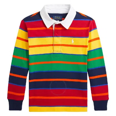 POLO RALPH LAUREN POLO RALPH LAUREN BOYS STRIPED DETAILED LONG SLEEVE POLO SHIRT
