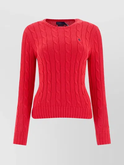 POLO RALPH LAUREN CABLE KNIT SWEATER WITH RIBBED FINISH