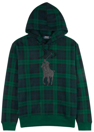 POLO RALPH LAUREN POLO RALPH LAUREN CHECKED HOODED COTTON-BLEND SWEATSHIRT