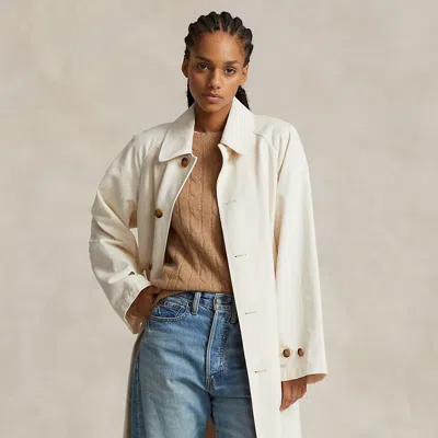 POLO RALPH LAUREN COTTON HERRINGBONE BALMACAAN COAT