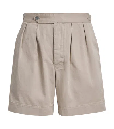 POLO RALPH LAUREN COTTON TWILL PLEATED SHORTS