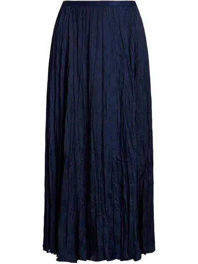 POLO RALPH LAUREN CRINKLED A-LINE MIDI SKIRT