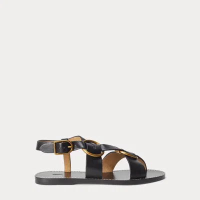 POLO RALPH LAUREN RALPH LAUREN DOUBLE O-RING LEATHER SANDAL