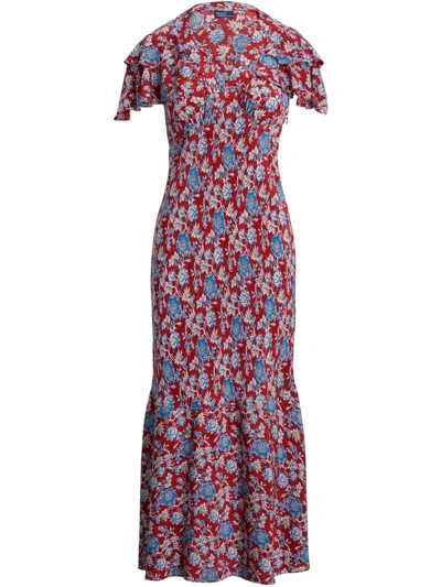 POLO RALPH LAUREN FLORAL-PRINT SILK MIDI DRESS