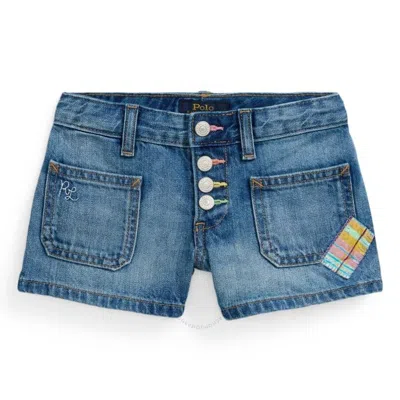 POLO RALPH LAUREN POLO RALPH LAUREN GIRLS COTTON DENIM PATCHWORK SHORTS