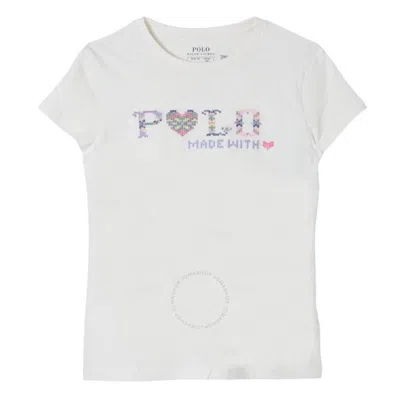 POLO RALPH LAUREN POLO RALPH LAUREN GIRLS EMBROIDERED LOGO CREW NECK T-SHIRT