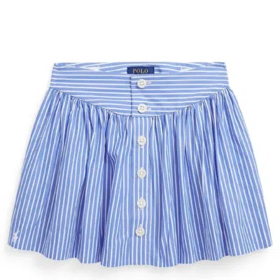 POLO RALPH LAUREN POLO RALPH LAUREN GIRLS EMBROIDERED LOGO STRIPED PATTERN SKIRT
